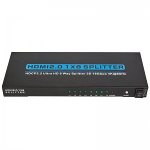 V2.0 HDMI 1x8 Splitter podporuje 3D Ultra HD 4Kx2K při 60 Hz HDCP2.2