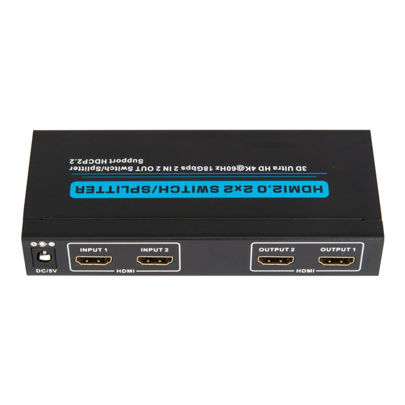 V2.0 HDMI 2x2 Switch / Splitter Podpora 3D Ultra HD 4Kx2K @ 60 Hz HDCP2.2