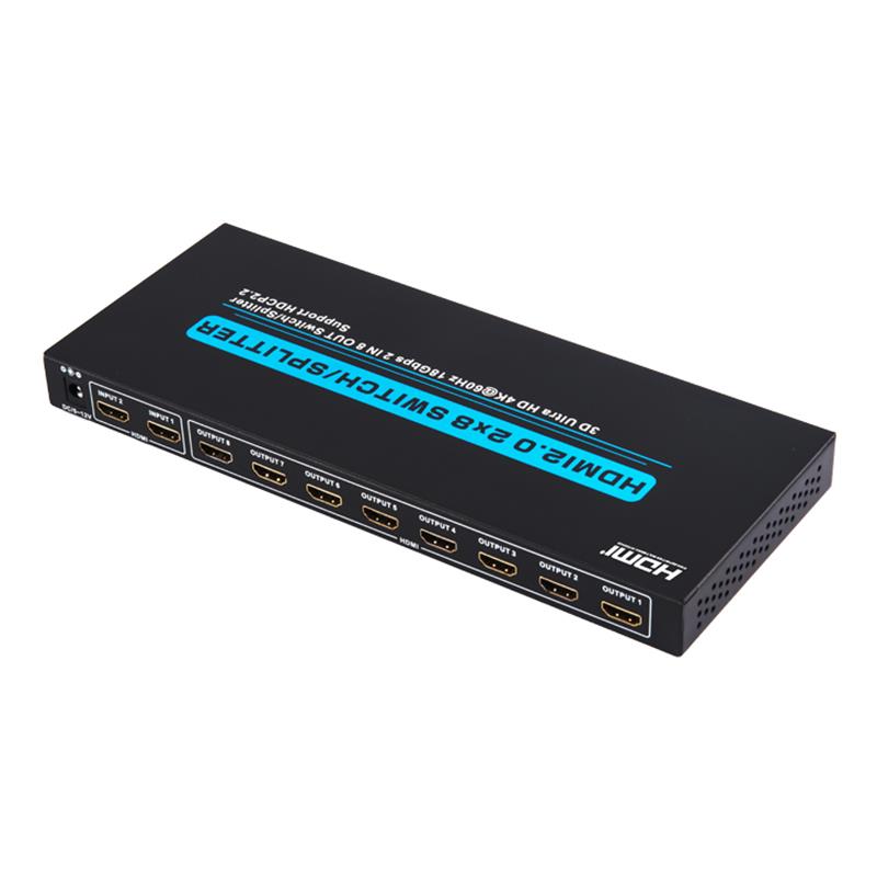 V2.0 HDMI 2x8 Switch / Splitter Podpora 3D Ultra HD 4Kx2K @ 60 Hz HDCP2.2