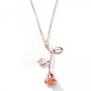 ROSE GOLD ROSE PENDANT GEMSTONE NECKLACE ŽENY NECKLACE 925 STERLING SILVER