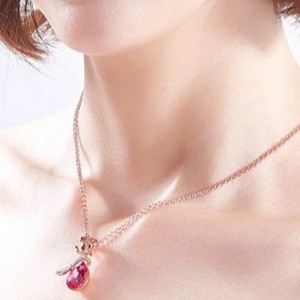 ROSE GOLD ROSE PENDANT GEMSTONE CUBIC ZIRCONIA NECKLACE ŽENY NECKLACE 925 STERLING SILVER 2020
