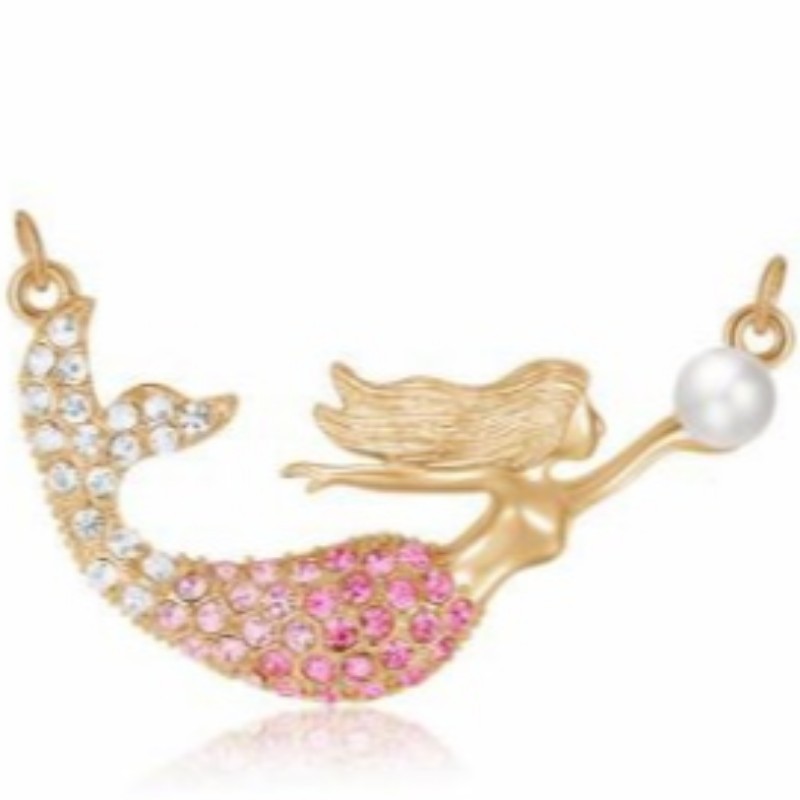 Perlový náhrdelník s přívěskem mořská panna pro ženy 14 k zlato 925 mincovní stříbro 18k růžové zlato náhrdelník