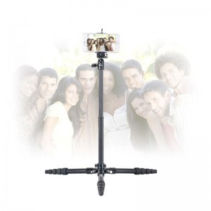 Jako monopod lze použít skládací trojdílné sady stativů Kingjoy SF056 s nízkým úhlem střelby a středovým sloupem