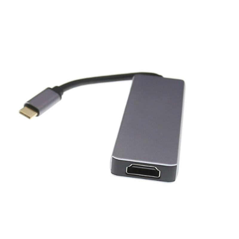 USB typ C do HDMI + 2 x USB 3.0 + rozbočovač karet SD