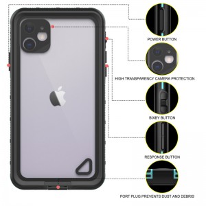 Nové pc + tpe + pet vodotěsné prachotěsné sněhově odolné pouzdro na telefon Pouzdro pro iphone 11 (modrý) transparentní zadní kryt