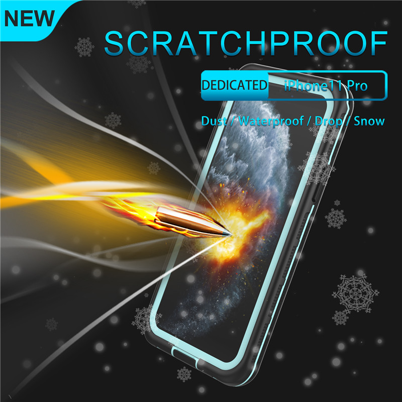 Vodotěsné příslušenství pro mobilní telefony vodotěsná taška pro ponorné pouzdro na telefon pro iphone 11 pro (modrá) s pevným barevným zadním krytem