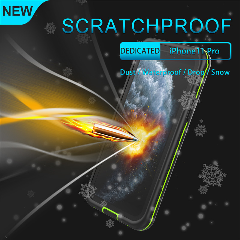 Podvodní pouzdro na telefon vodotěsné pouzdro iphone 11 pro nepromokavé pouzdro (černé) s průhledným zadním krytem