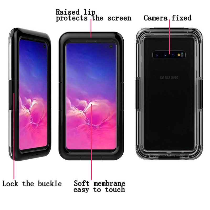 Vodotěsné pouzdro na telefon plastové pouzdro vodotěsné pouzdro na mobilní telefon pro Samsung S10 (černé)