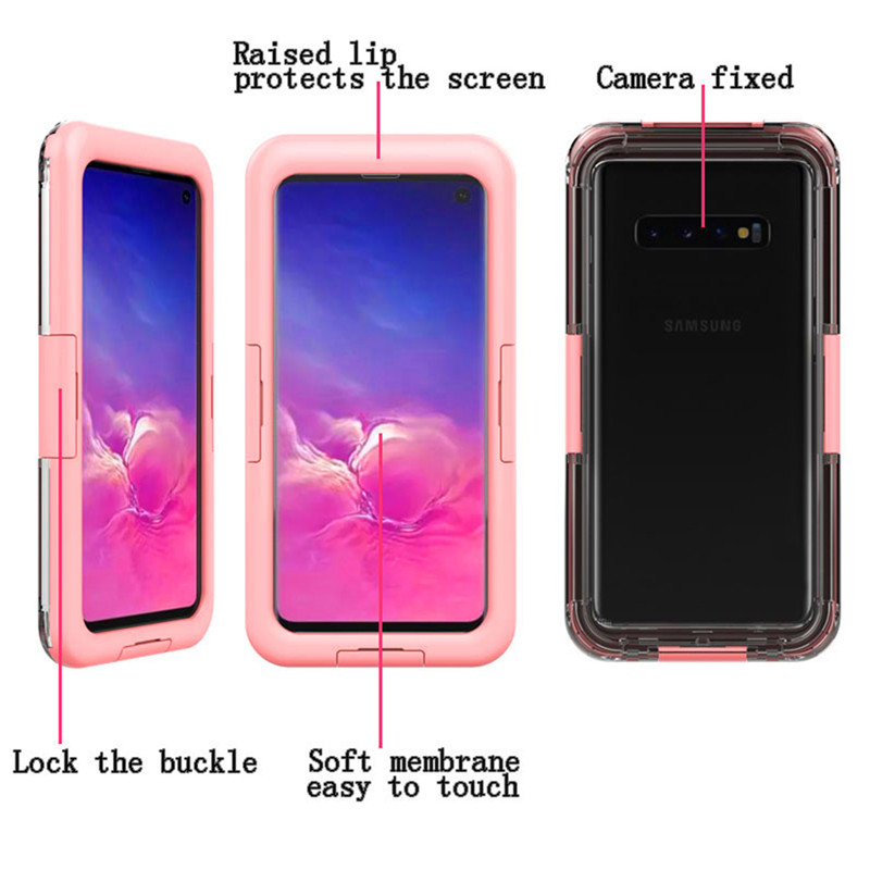 Nové levné vodotěsné pouzdro na telefon pro Samsung S10 (růžová)