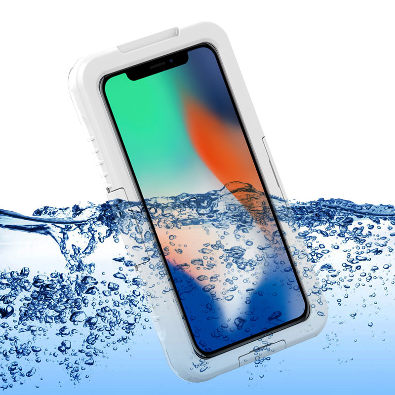 Univerzální vodotěsné pouzdro na mobilní telefon malé průhledné pouzdro na podvodní kameru pro iphone XS Max (bílé)