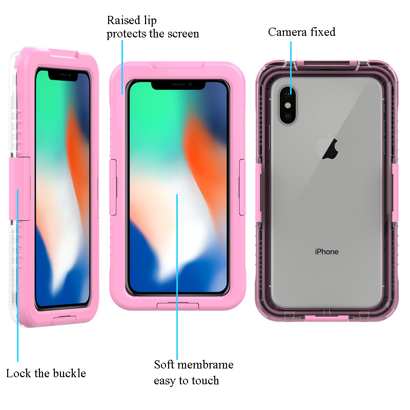 Dobrý voděodolný bedny suchá taška pro iphone XS Max mobilní telefon wterpryable bag (Pink)