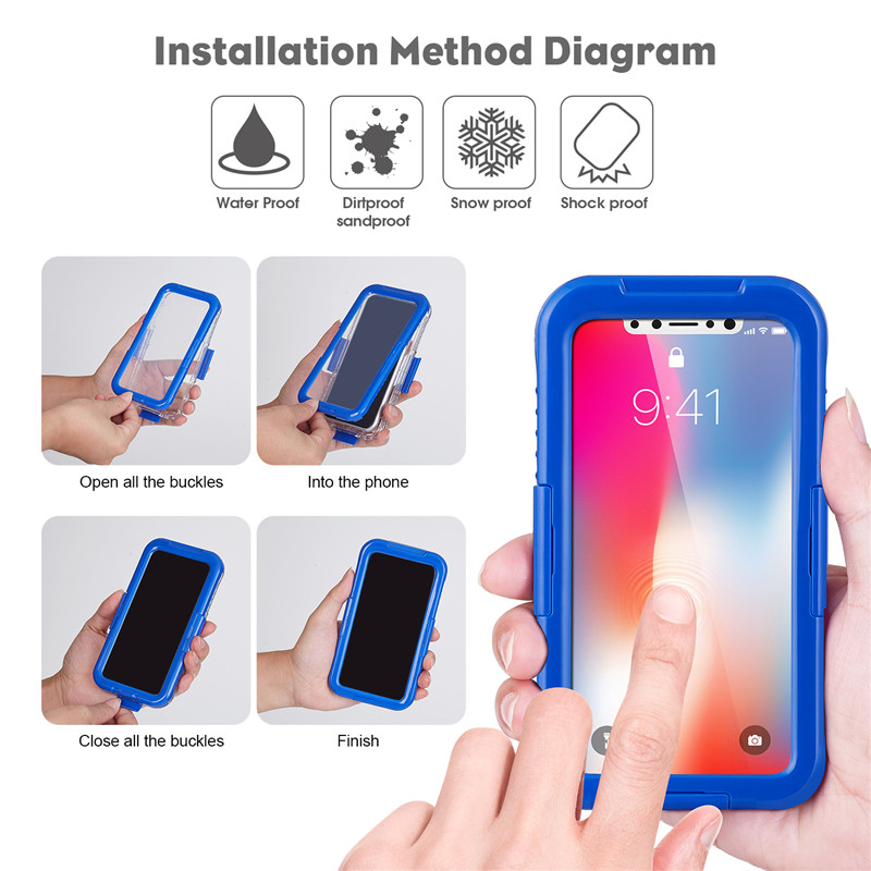 IP68 iphone případ nejlépe vodotěsný telefon případ pro plavání vysoce vodotěsný iphone XS případ (Modrá)