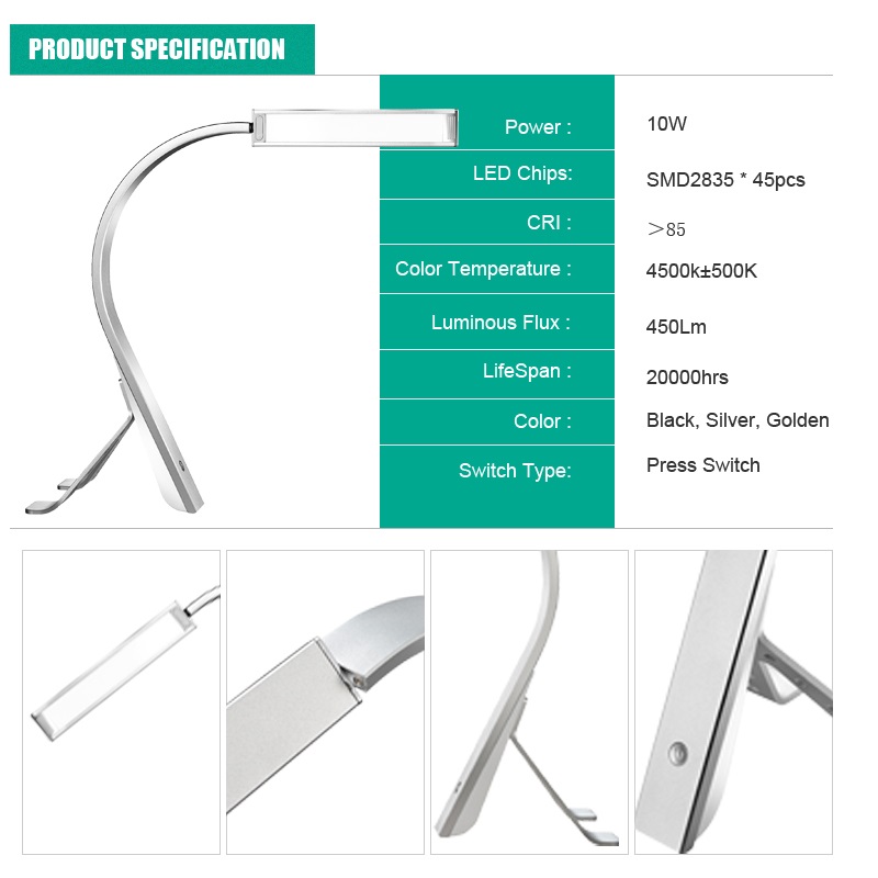 525 Dotyk LED Bedside Table Light Desk Reading Studium Lampa Počítač světlo pružné Gooseneck péče denní světlo osvětlení