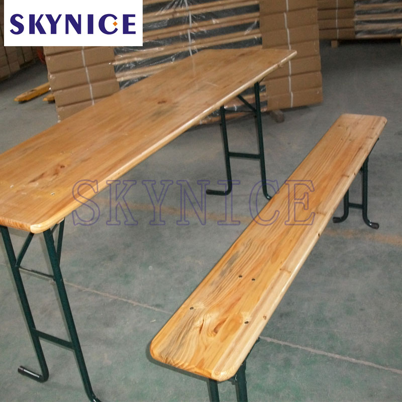 Venkovní skládací pivní stůl a lavice z masivního dřeva
