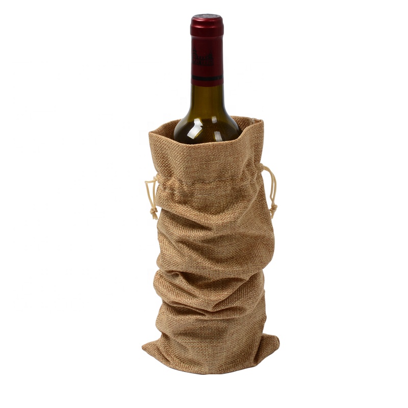 SS53 Rustic Jute Burlap Wine Bags Drawn Wine Lahvička obsahuje obnovitelné obaly obaly pro dárkové balení lahví