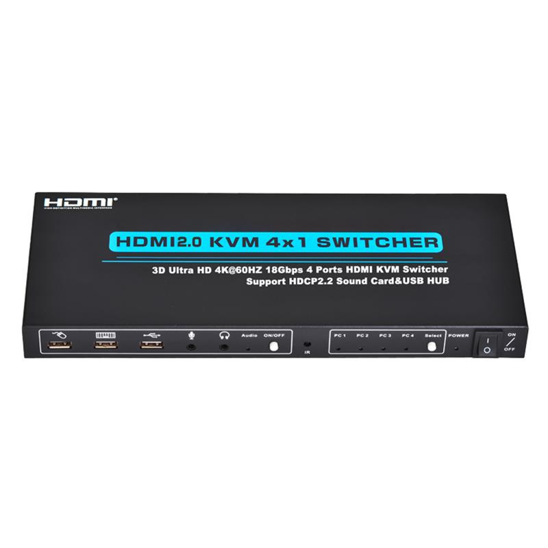 V2.0 HDMI KVM 4x1 Switcher podporuje 3D Ultra HD 4Kx2K / 60Hz