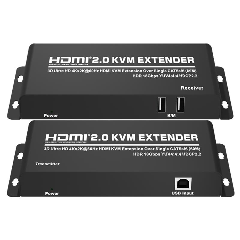 HDMI 2.0 KVM Extender 60m přes Single CAT5e / 6 Podpora Ultra HD 4Kx2K @ 60 Hz HDCP2.2