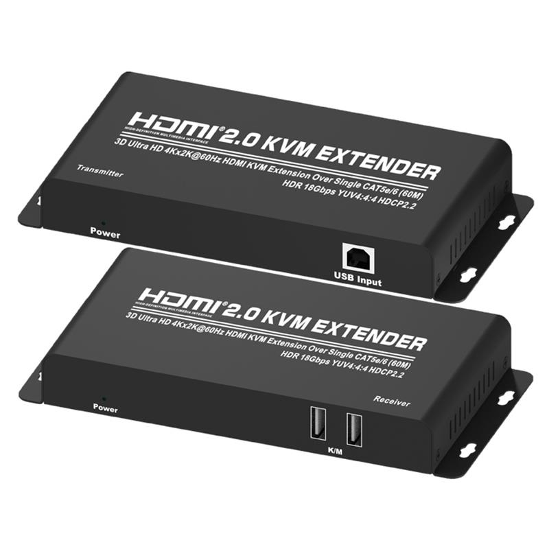 HDMI 2.0 KVM Extender 60m přes Single CAT5e / 6 Podpora Ultra HD 4Kx2K @ 60 Hz HDCP2.2