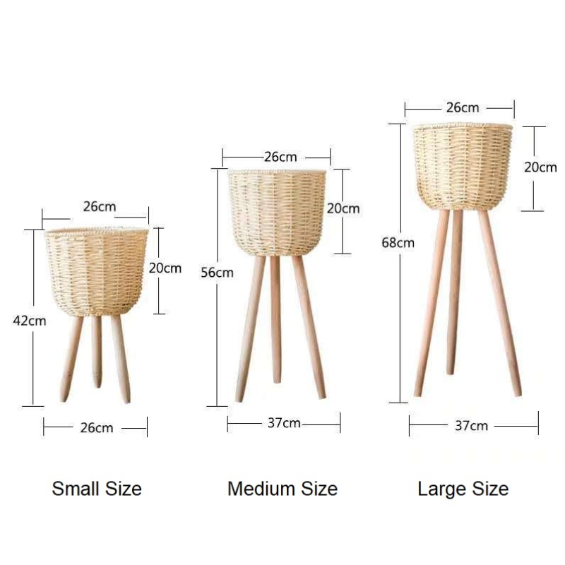 Sada 3 nový design slaměné květináče s rámečkem