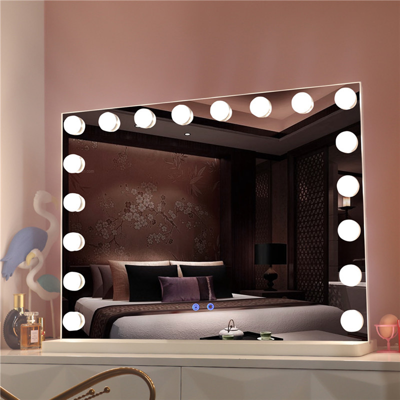 Led osvětlené stolní marnost make-up Hollywood Mirror s 18ks žárovky pro dívčí kosmetiku