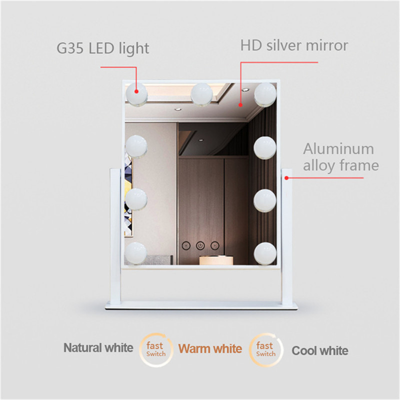 Dotykové ovládání Dimmable Brightness 360 Rotting Vanity Make Hollywood Mirror s 12 LED bulbs