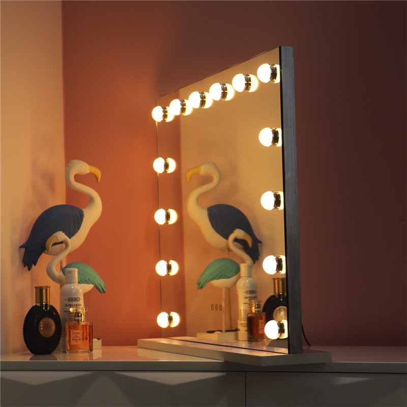 White Large Desktop Hollywood Mirror s 14PCS Lighted Bulbs Makeup Vanity Dressing