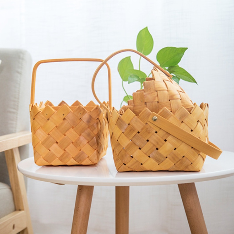 Domácí dekor Wooden Woven Basket