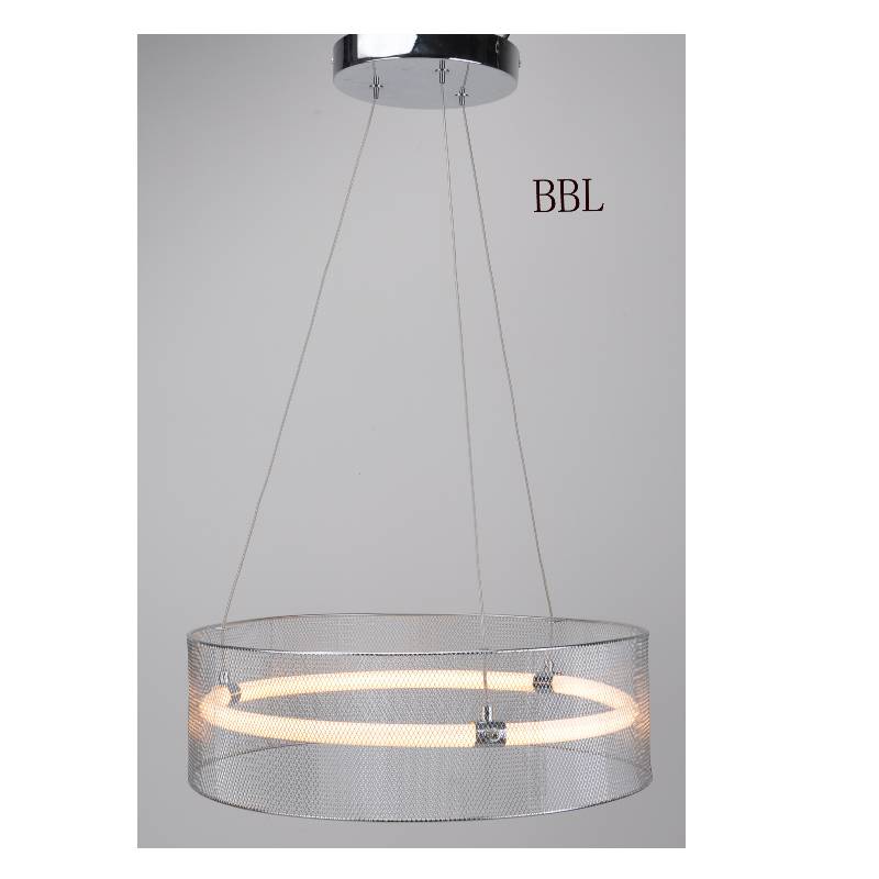 LED závěsná lampa s kovovým stínidlem a akrylovou trubicí bez stínu