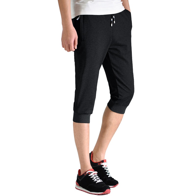Pánské běžecké prodyšné tréninkové cvičební kalhoty s kapsy na zip běžící na dně