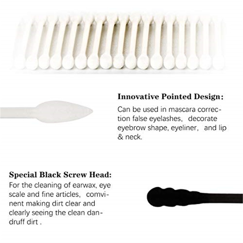 Bavlněné tampony, 300Pcs Cotton Buds Double Head 100% Cotton White and Black Natural Paper Sticks Multipurpose Makeup & Čištění sterilních tyčinek