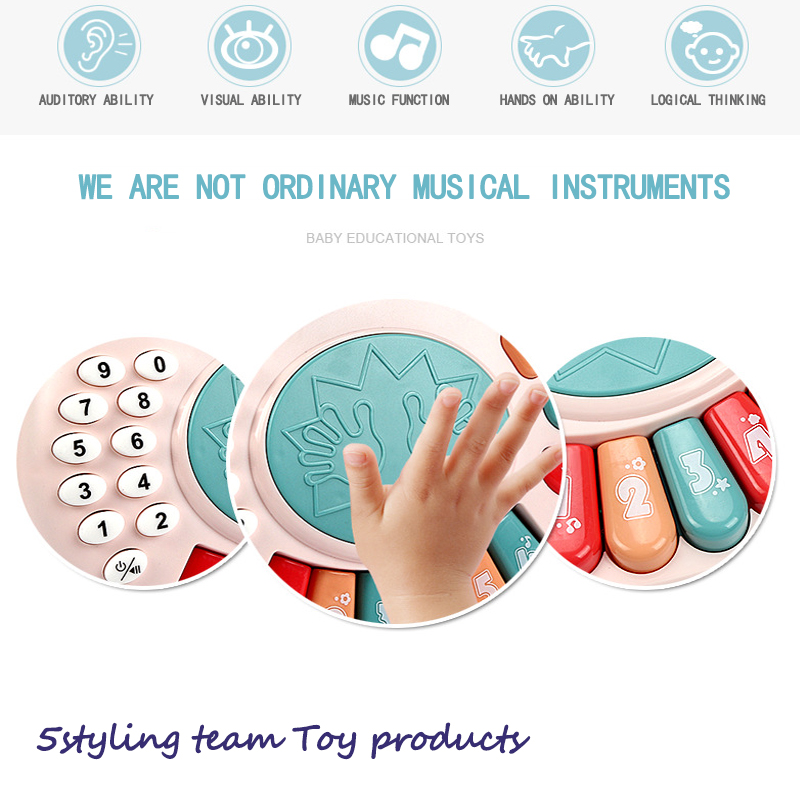 Hudba, osvětlení, tleskání rukou, elektronický orgán, telefon, buben, dětská píseň, vzdělávací smysl, dětské vzdělávací hračky