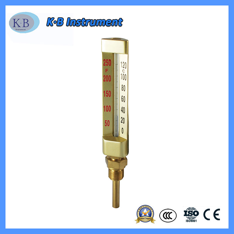 Velkoobchod Price Custom Made Industrial Thermometer V-Line V Line Thermometer Angle Straight Brass Golden Finish Glass Thermometer