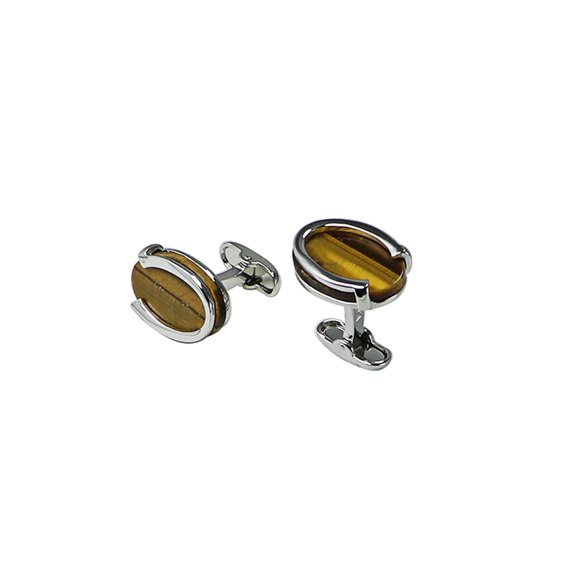 Tygr'S Eye Oval U Shape Cuff Links