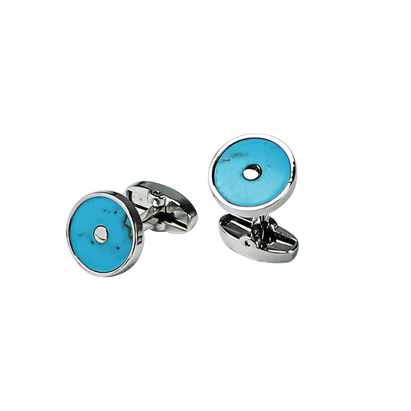 Turkysové klasické Round Cuff Links