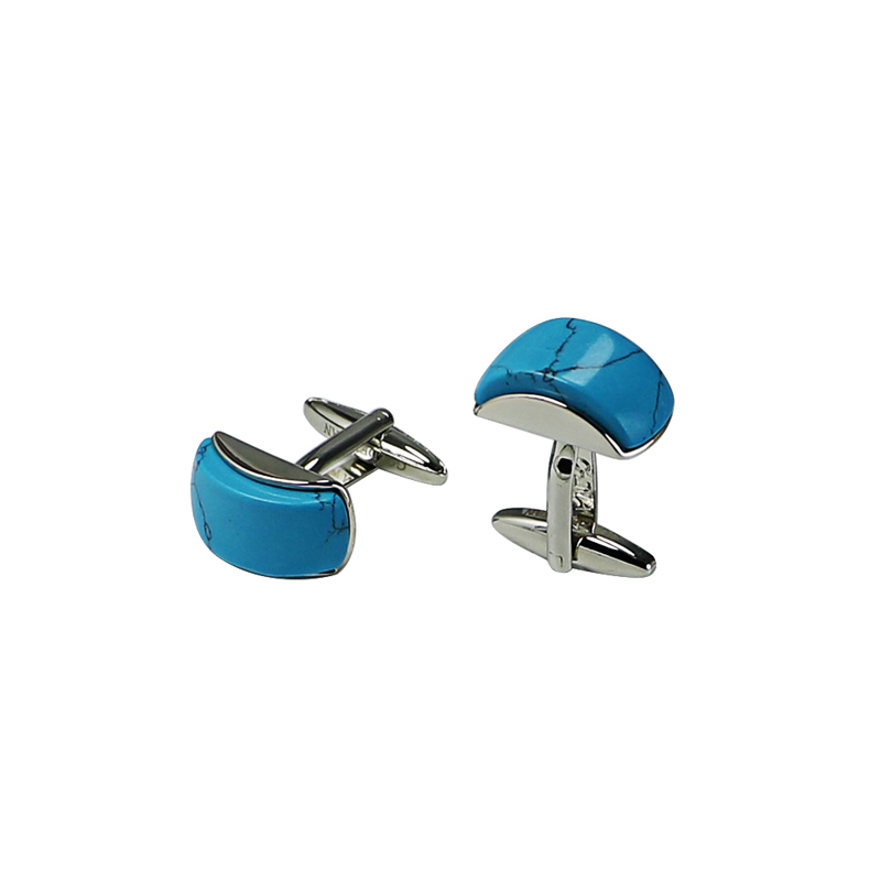 Mužské tyrkys Domed Rectangle Cuff Links