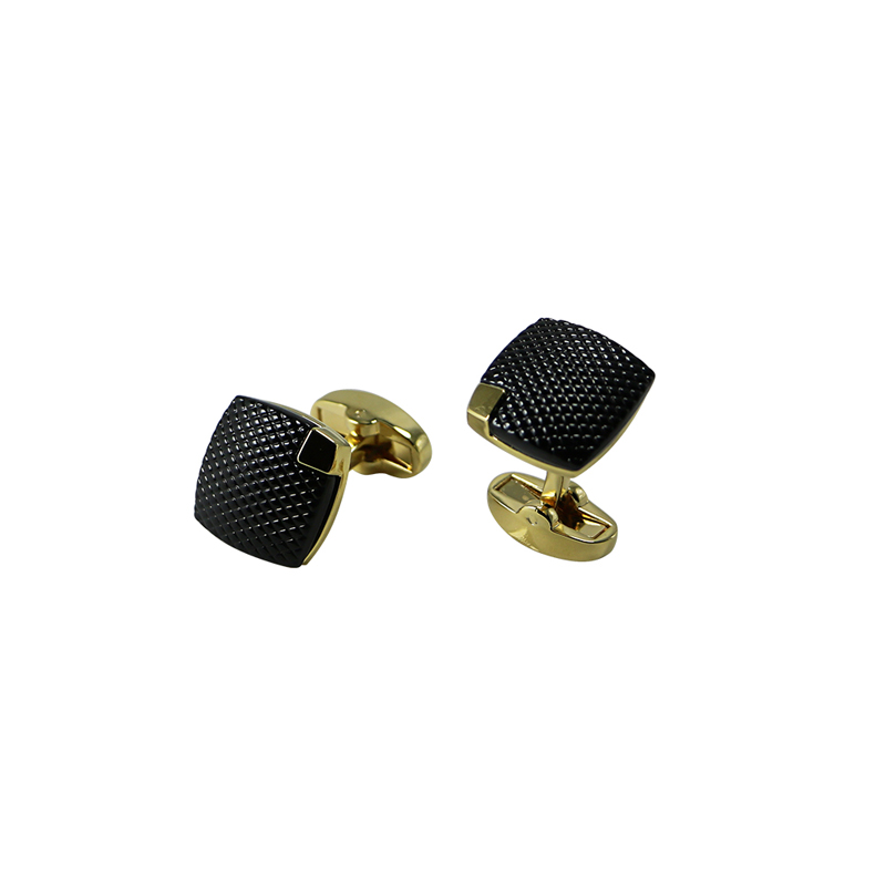 2 Tones Gold & Gunmetal Plated Square Cool Cuff Links