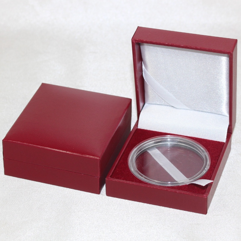 Položka V-04 čtvereční PU Leather box pro mince&odznak, manžetové knoflíčky, svorku na kravatu, atd. mm.63*68*28, závaží asi 50g