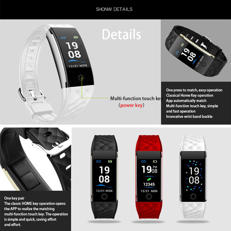 Smart watch Dynamická detekce srdečního tepu (JYDA4725) S2color obrazovka Dynamická srdeční frekvence Smart health náramek
