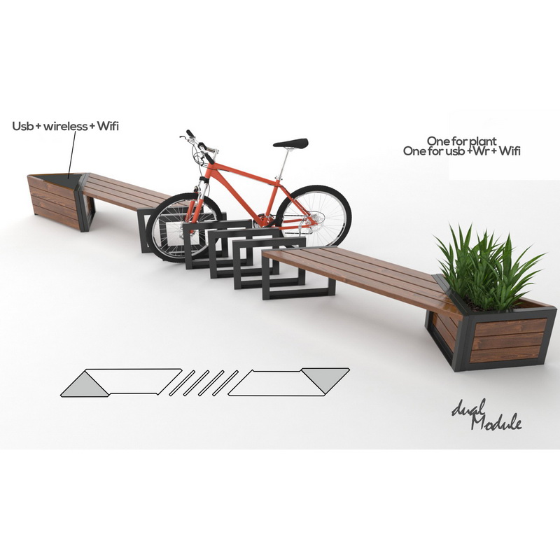 Nový design Bezdrátové nabíjení Smart Solar Garden Nábytek Patio Bench pro Park