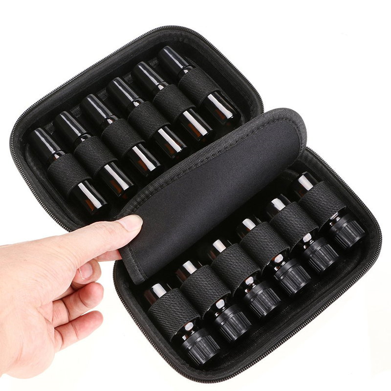 12 mřížka na esenciální olej sáček esence olej láhev na skladování taška na zip přenosný esenciální olej balení krabice úložný box