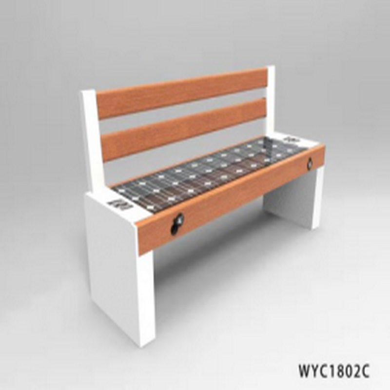 Velký formát WPC Wood Galvanized Steel Smart Voice Solar Bench