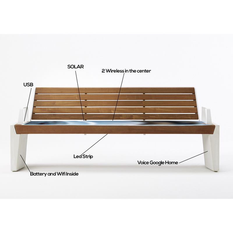 Nová konstrukce Wood Color High Quality Solar Smart Bench