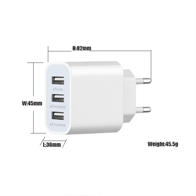 Elektrické zásuvky Mobilní telefon Fast Charger Universal adaptor 3USB cestovní nabíječka