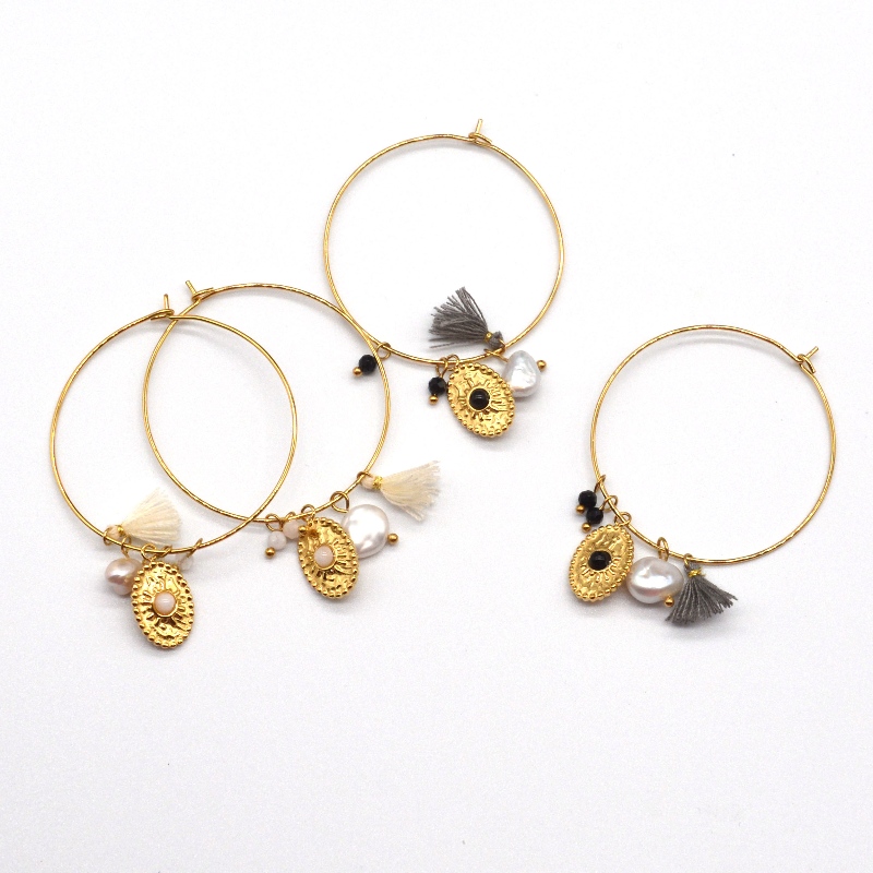 Nerezové zlaté zlaté klasické leštěné kruhové trubkové náušnice, Čína Ruifanbao výroba šperků