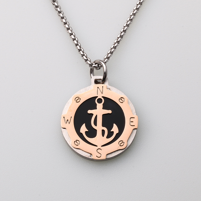 Pánský náhrdelník z nerezové oceli v italském stylu s kormidlovým větrem s kotvou vyrobený v Číně