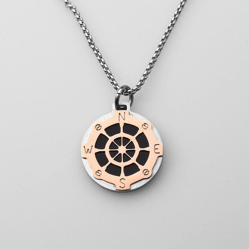 Pánský náhrdelník z nerezové oceli v italském stylu s kormidlovým větrem s kotvou vyrobený v Číně