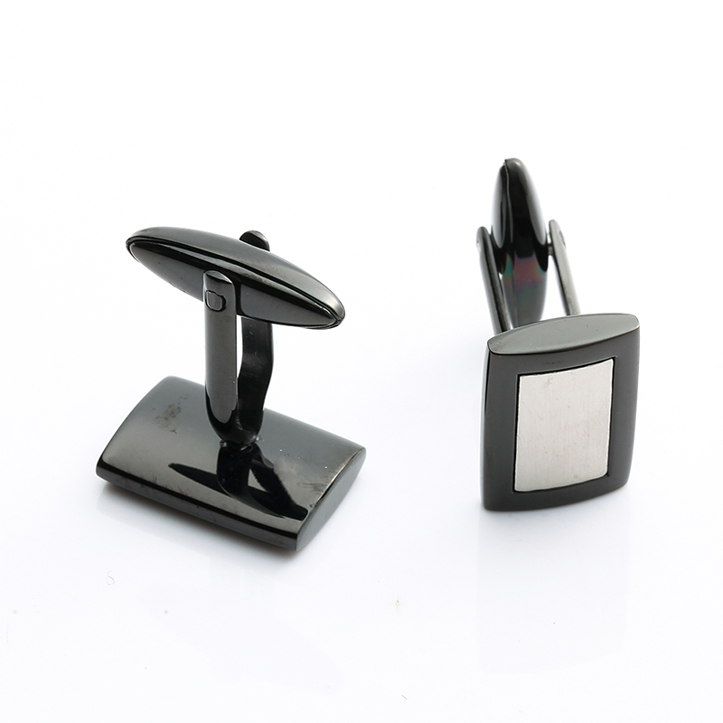 Dvoubarevné černé pokovování z nerezové oceli manžetové knoflíčky Čína dodavatel šperků muži manžetové knoflíčky