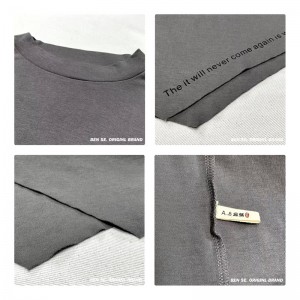 Loosefit-fitting design Minimalist Round Collar styl Stitched mange Casual Solid color bavlna a ložní prádlo převyšující zakázku 12631 T-Shirts