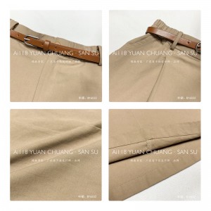 Volně přiléhavý design Minimalistický Rovný styl Neformální Jednobarevná bavlněná a lněná nadměrná zakázková Midi sukně 16532