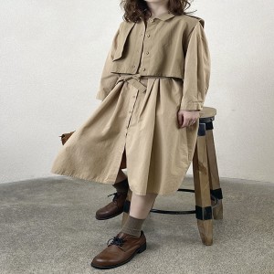 Loose-fitting design Minimalist Stylish Casual Solid color Tinted color bavlna a povlečení oversized custom 19572 Shirt Dresses + Waistcoat